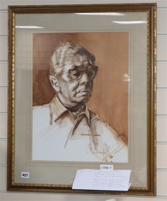 Stephen Ward (1912-1963) watercolour, Portrait of an unknown gentleman, signed, 48 x 37cm